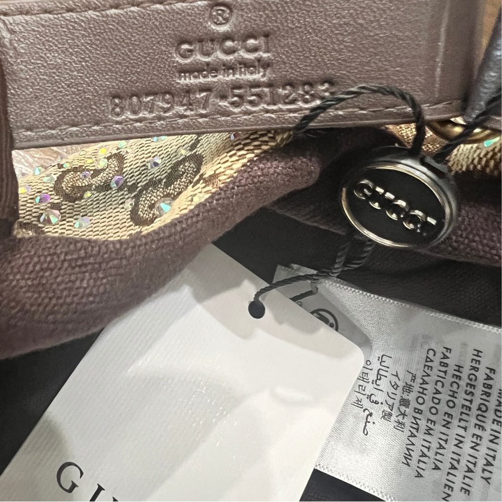 Gucci Crystals GG Brown Canvas Baseball Hat - Picture 9 of 10